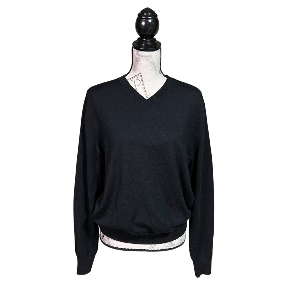 Saks Fifth Avenue Elegant Wool Blend V-neck Sweater